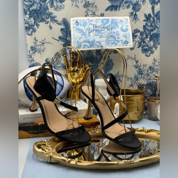 🆕 TED BAKER 🧿 NWOB Belle Black Satin Half Bow Sandal, Sz 38.5 US 8 - Picture 2 of 16